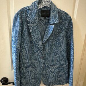 Solitaire Paisley Jacquard Denim Blazer – Size Large